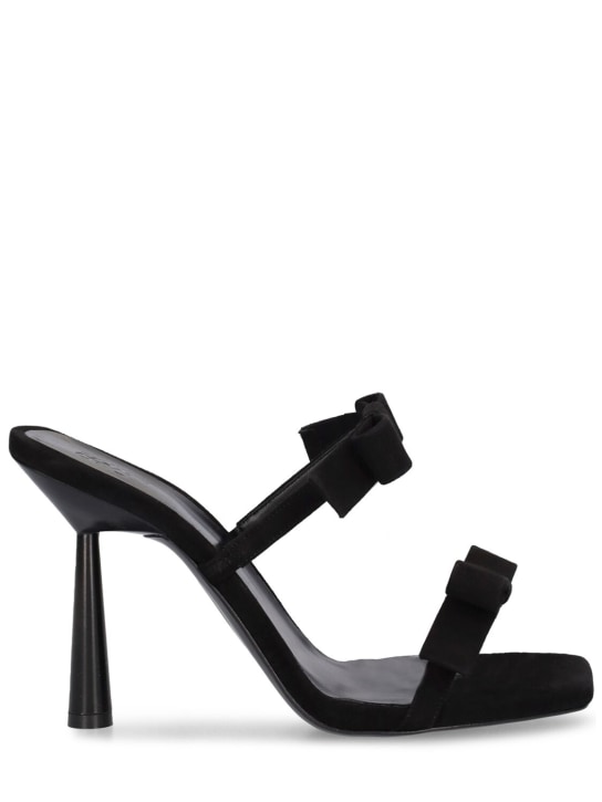 Gia Borghini: 100毫米Galantine麂皮穆勒凉鞋 - 黑色 - women_0 | Luisa Via Roma