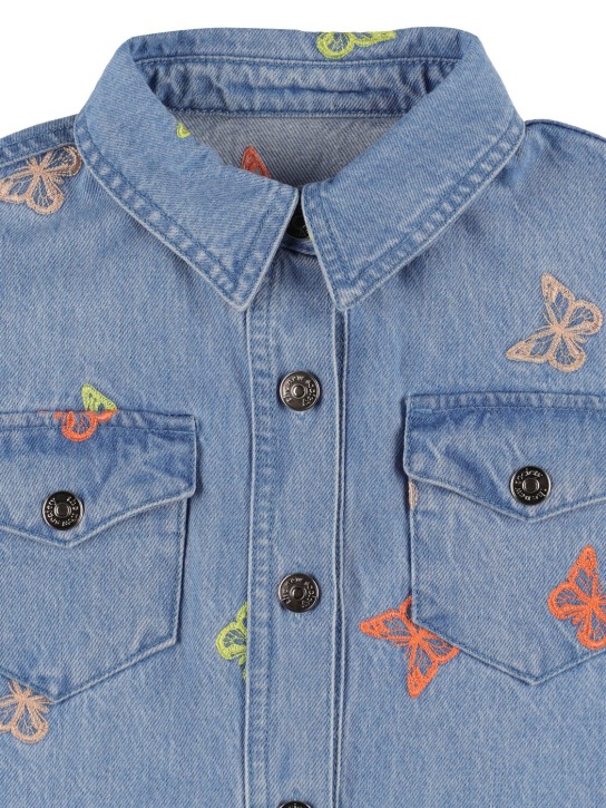 The New Society: Embroidered cotton denim jacket - Blue/Multi - kids-girls_1 | Luisa Via Roma
