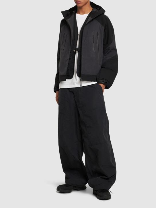 Ten C: Cotton blend nylon wide leg pants - Black - men_1 | Luisa Via Roma