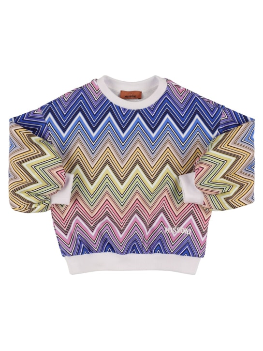 Missoni: Sweat-shirt en coton imprimé zig zag - Multicolore - kids-girls_0 | Luisa Via Roma