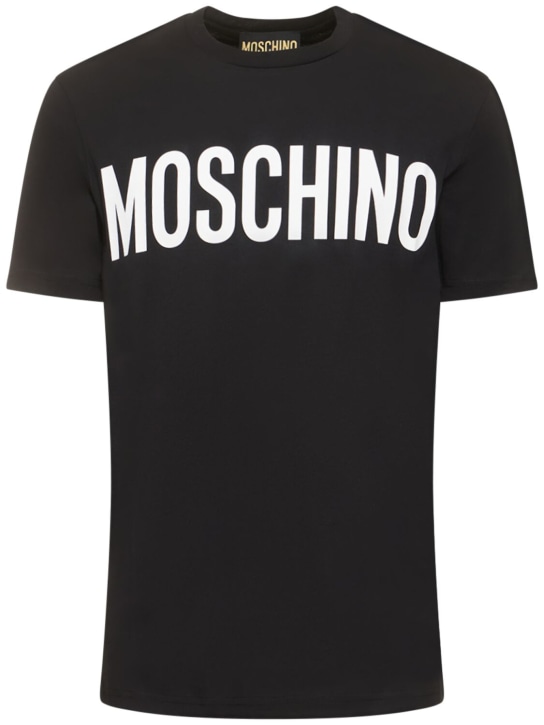 Moschino: コットンTシャツ - ブラック - men_0 | Luisa Via Roma