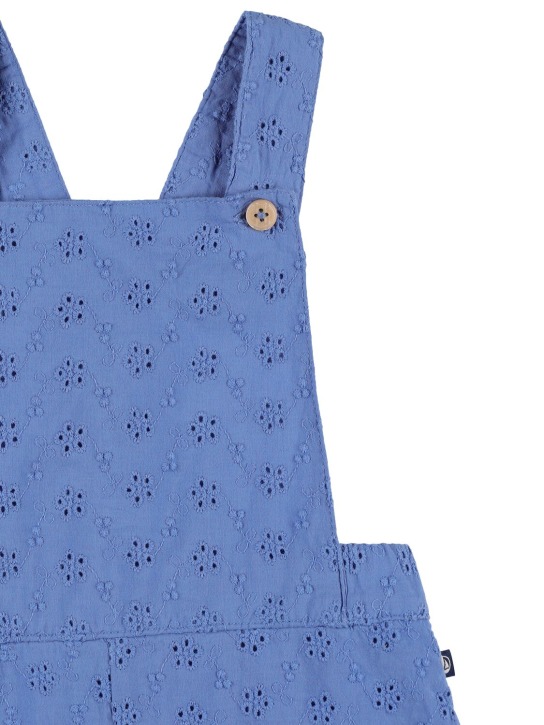 Petit Bateau: Cotton eyelet lace overalls - Blue - kids-girls_1 | Luisa Via Roma