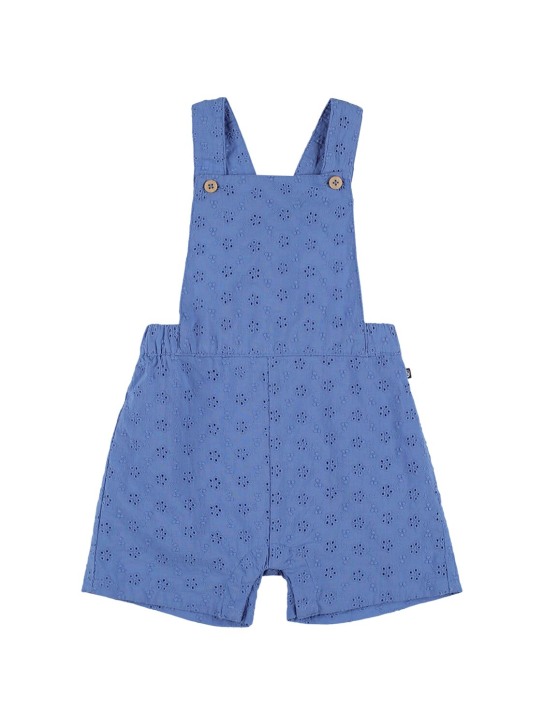 Petit Bateau: Cotton eyelet lace overalls - Blue - kids-girls_0 | Luisa Via Roma