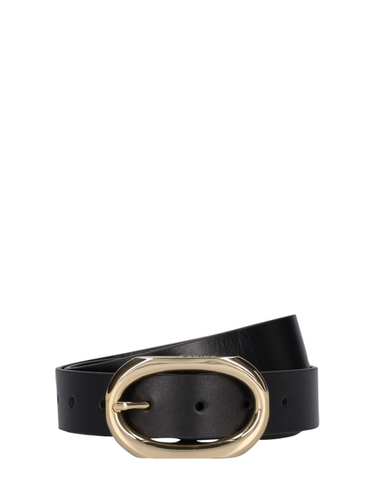 ANINE BING: Signature link leather belt - Black - women_0 | Luisa Via Roma