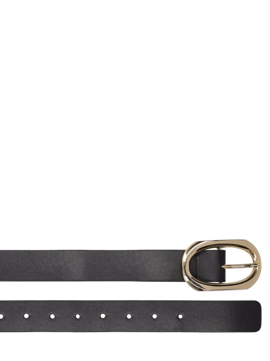 ANINE BING: Signature link leather belt - Black - women_2 | Luisa Via Roma