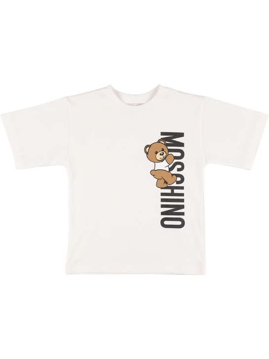 Moschino: 棉质平纹针织T恤 - 白色 - kids-boys_0 | Luisa Via Roma