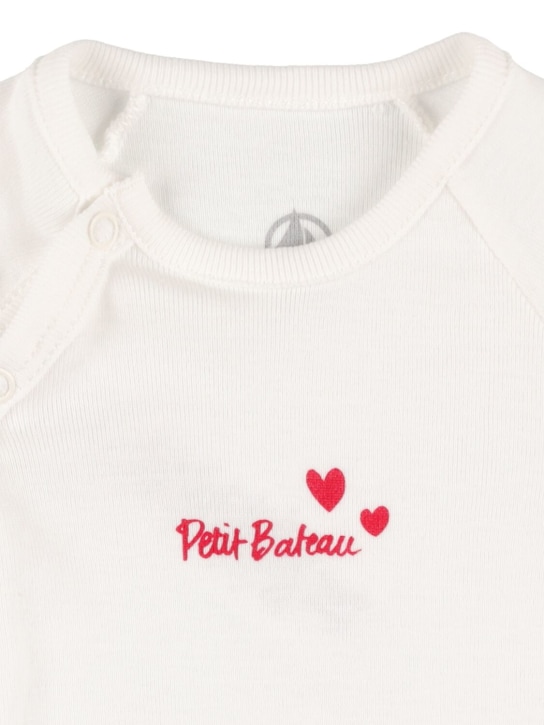 Petit Bateau: Cotton cardigan, bodysuit & pants - White/Red - kids-girls_1 | Luisa Via Roma