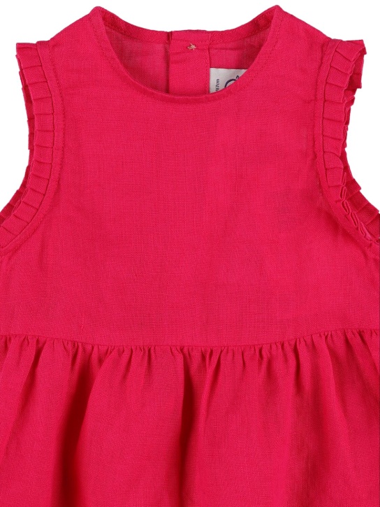 Petit Bateau: Sleeveless linen dress - Dark Pink - kids-girls_1 | Luisa Via Roma