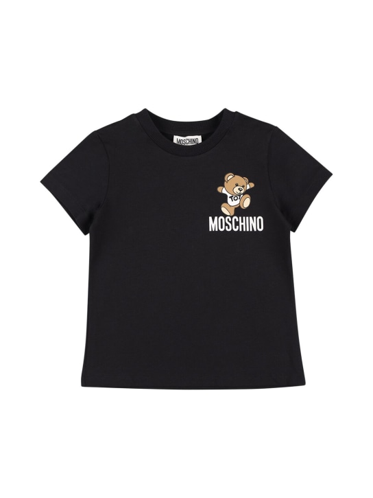 Moschino: T-shirt en jersey de coton - Noir - kids-boys_0 | Luisa Via Roma