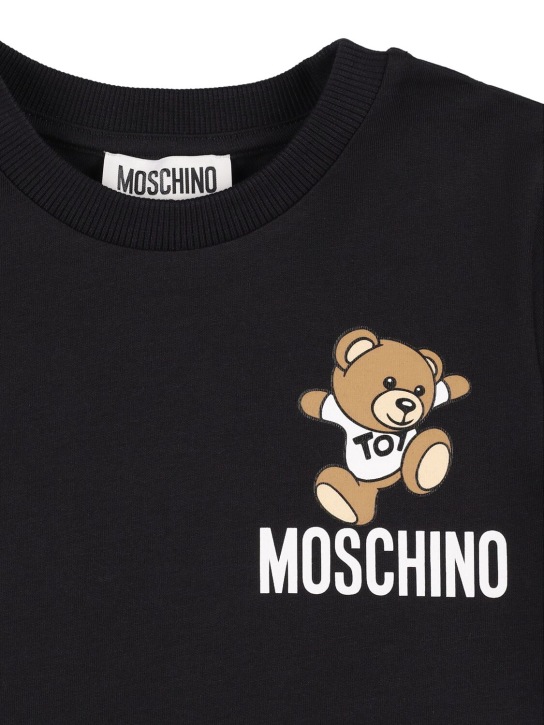 Moschino: T-shirt en jersey de coton - Noir - kids-boys_1 | Luisa Via Roma