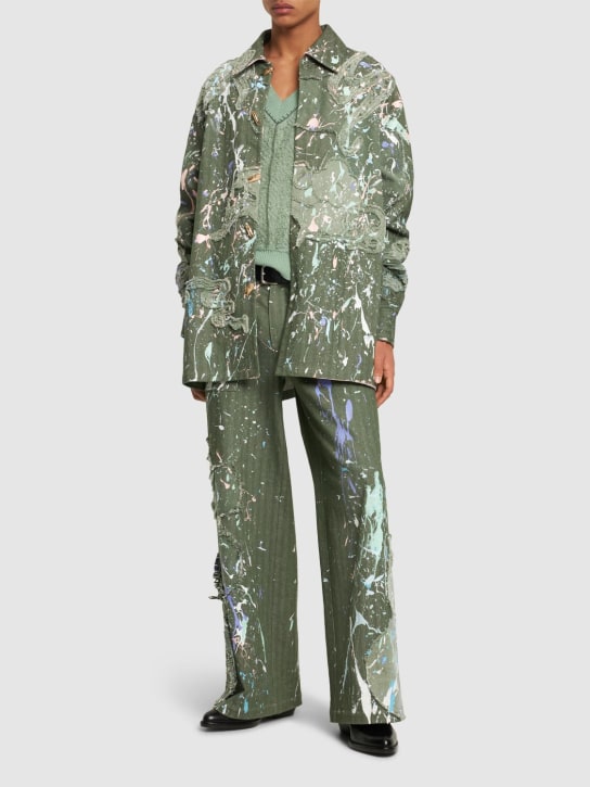 MITHRIDATE: Camisa de denim de algodón patchwork - Verde - men_1 | Luisa Via Roma
