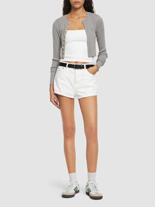 Wardrobe.nyc: Cotton denim shorts - Beyaz - women_1 | Luisa Via Roma