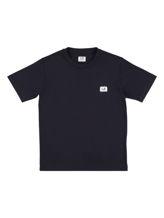 C.P. Company: T-shirt in jersey di cotone con logo - Navy - kids-boys_0 | Luisa Via Roma