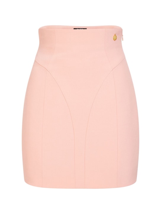 Balmain: High waist viscose crepe mini skirt - Pink - women_0 | Luisa Via Roma