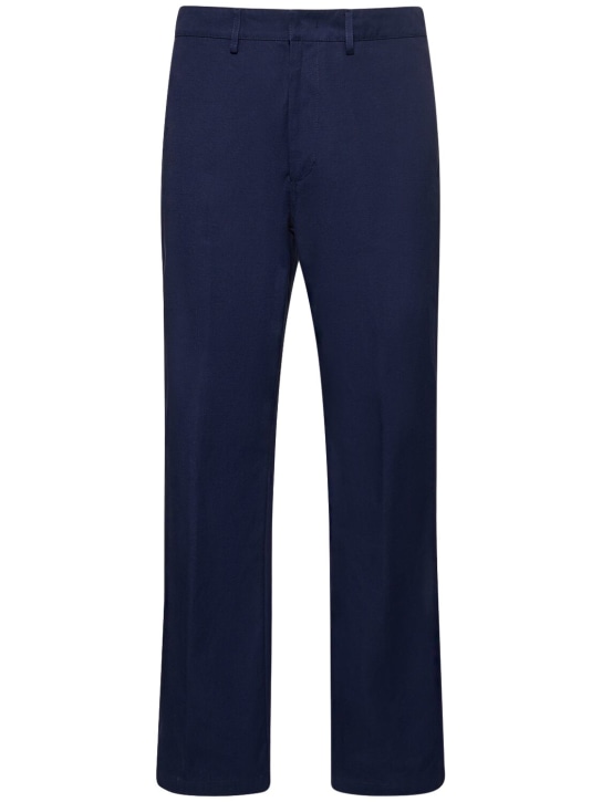 Bally: Pantalones chino de algodón - Azul Marino - men_0 | Luisa Via Roma