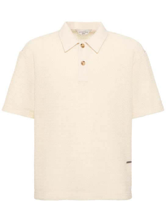 After Pray: Lope knitted panel polo - Ivory - men_0 | Luisa Via Roma