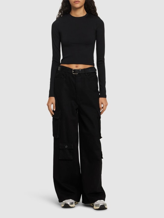 Wardrobe.nyc: Opaque stretch jersey t-shirt - Black - women_1 | Luisa Via Roma