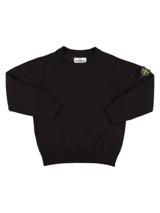 Stone Island: Organic cotton knit sweater - Navy - kids-boys_0 | Luisa Via Roma
