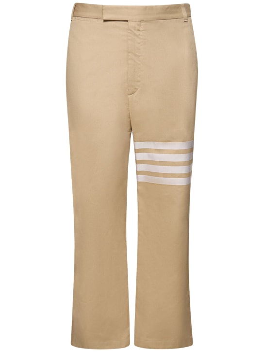 Thom Browne: Unconstructed straight leg cotton pants - Camel - men_0 | Luisa Via Roma