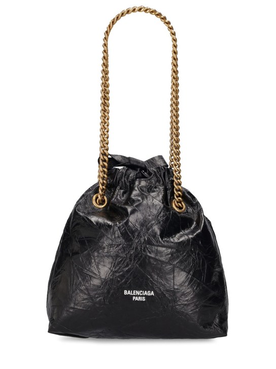 Balenciaga: Small Crush leather tote bag - Siyah - women_0 | Luisa Via Roma