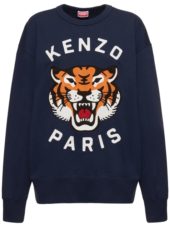Kenzo Paris: Lucky Tiger 오버사이즈 스웨트셔츠 - 블루 - women_0 | Luisa Via Roma