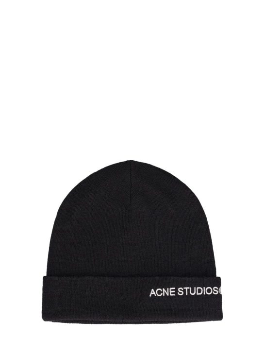 Acne Studios: Bonnet à logo Kinau Acne Studios - Noir - men_0 | Luisa Via Roma