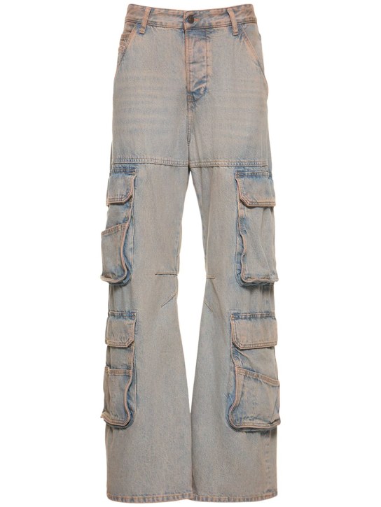 Diesel: Jeans cargo de denim de algodón - Azul Claro - women_0 | Luisa Via Roma