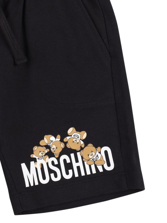 Moschino: Shorts in felpa di cotone - Nero - kids-boys_1 | Luisa Via Roma