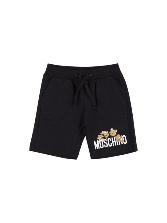 Moschino: Shorts in felpa di cotone - Nero - kids-boys_0 | Luisa Via Roma