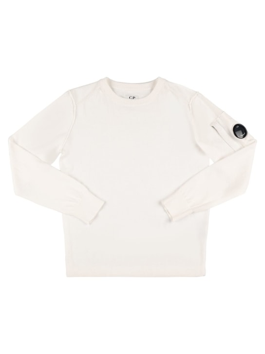 C.P. Company: Cotton knit sweater - Beyaz - kids-boys_0 | Luisa Via Roma