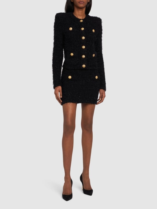 Balmain: Maze viscose blend tweed jacket - Black - women_1 | Luisa Via Roma