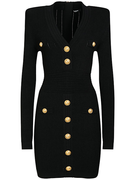 Balmain: ビスコースブレンドニットミニドレス - women_0 | Luisa Via Roma