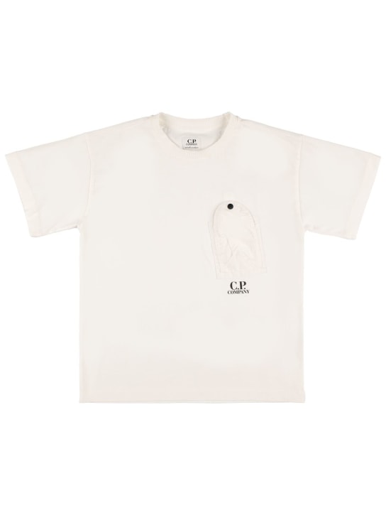 C.P. Company: Cotton jersey t-shirt w/pocket - Beyaz - kids-boys_0 | Luisa Via Roma