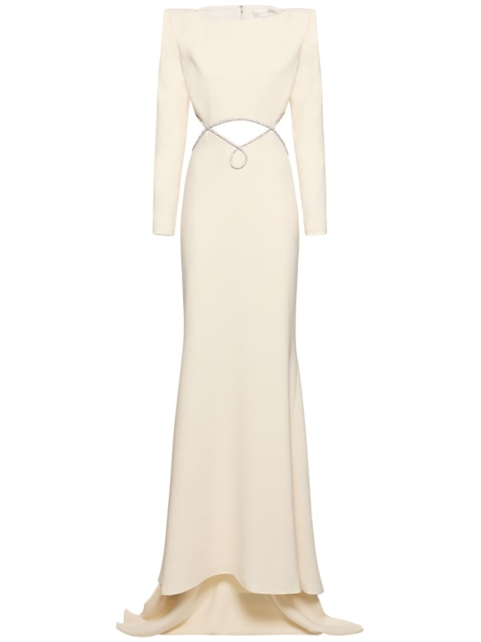 Zuhair Murad: Embellished cutout cady long dress - women_0 | Luisa Via Roma