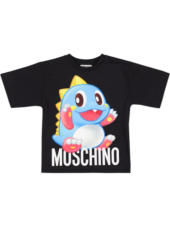 Moschino: コットンジャージーTシャツ - ブラック - kids-boys_0 | Luisa Via Roma