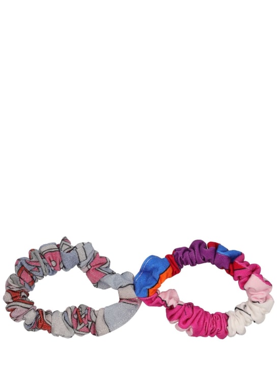 Pucci: Set of 2 printed lycra scrunchies - Silver/Multi - kids-girls_0 | Luisa Via Roma