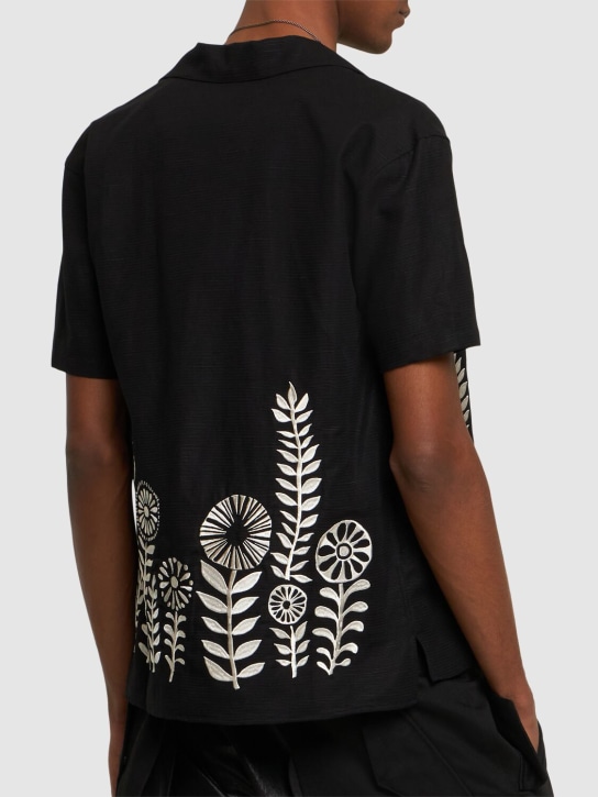 Andersson Bell: May embroidered linen & cotton shirt - Black - men_2 | Luisa Via Roma