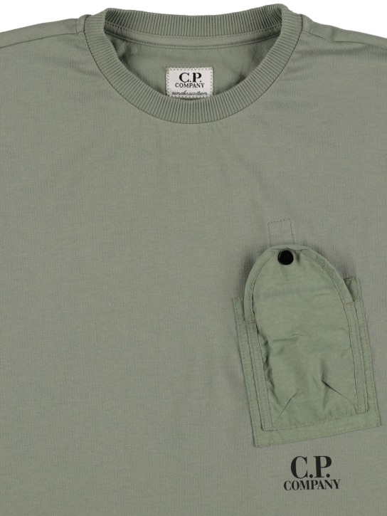 C.P. Company: 棉质平纹针织T恤 - 深绿色 - kids-boys_1 | Luisa Via Roma