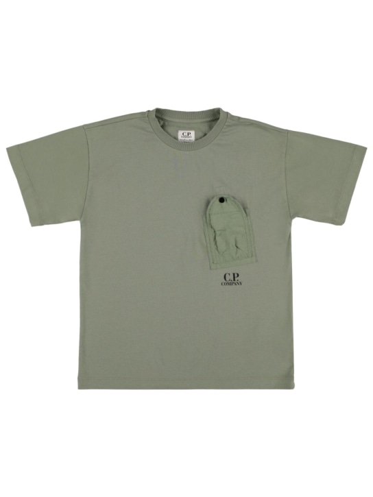 C.P. Company: Cotton jersey t-shirt w/pocket - Koyu Yeşil - kids-boys_0 | Luisa Via Roma