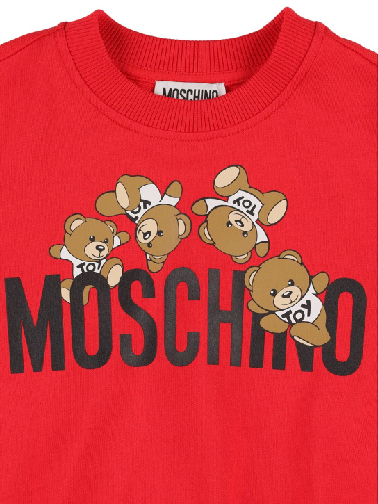 Moschino: Sudadera de felpa de algodón - Rojo - kids-boys_1 | Luisa Via Roma