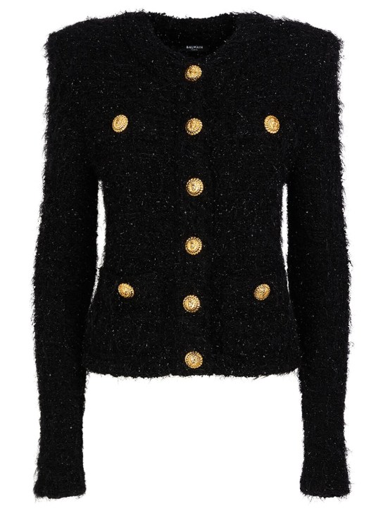 Balmain: Maze viscose blend tweed jacket - Black - women_0 | Luisa Via Roma