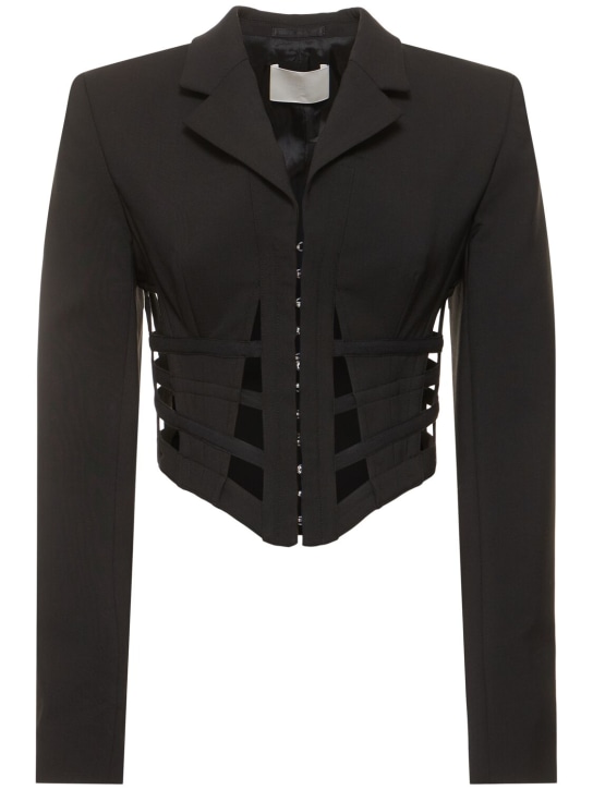 Dion Lee: Wool blend corset cut out blazer - Black - women_0 | Luisa Via Roma