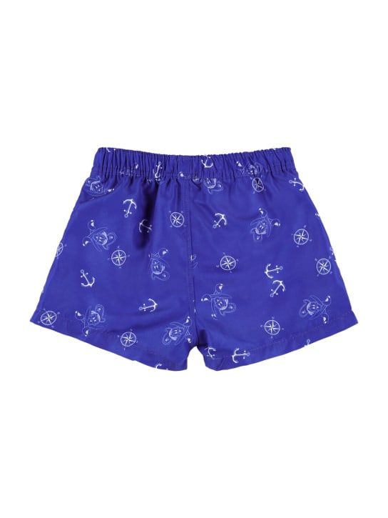 Monnalisa: Printed nylon swim shorts - Blue - kids-boys_2 | Luisa Via Roma