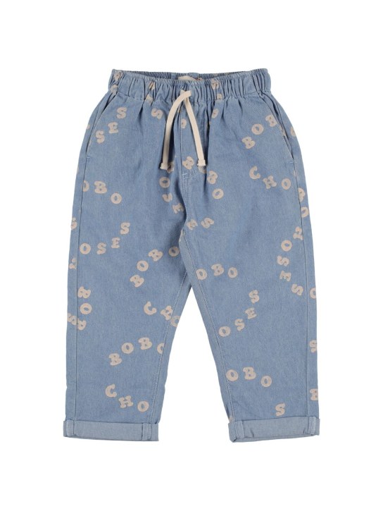Bobo Choses: Jeans de denim con parches - Azul Claro - kids-boys_0 | Luisa Via Roma
