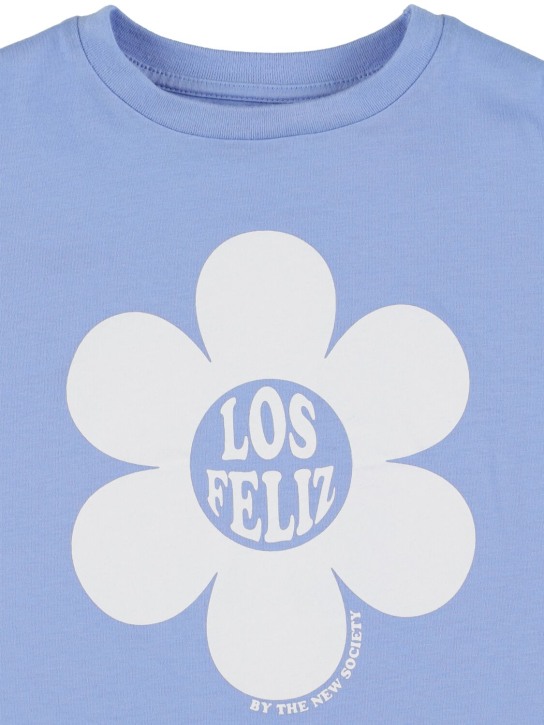 The New Society: T-shirt en jersey de coton imprimé - Bleu Clair - kids-girls_1 | Luisa Via Roma