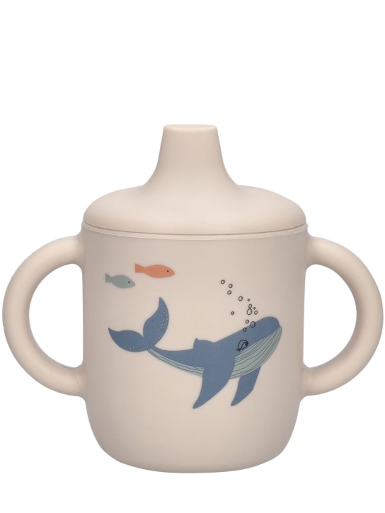 Liewood: Sea print silicone sippy cup - Off White - kids-boys_0 | Luisa Via Roma