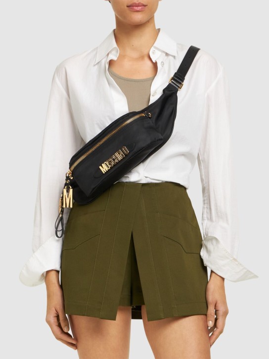 Moschino: Multi-pocket nylon belt bag - Black - women_1 | Luisa Via Roma