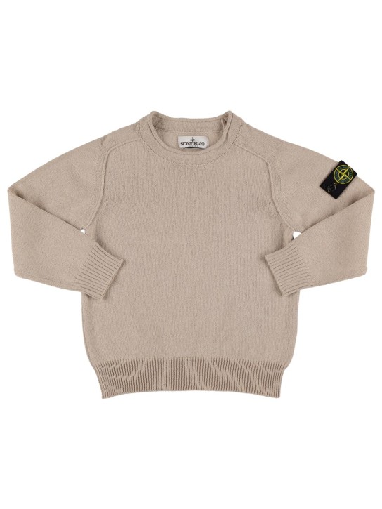 Stone Island: Suéter de punto de algodón orgánico - Beige - kids-boys_0 | Luisa Via Roma