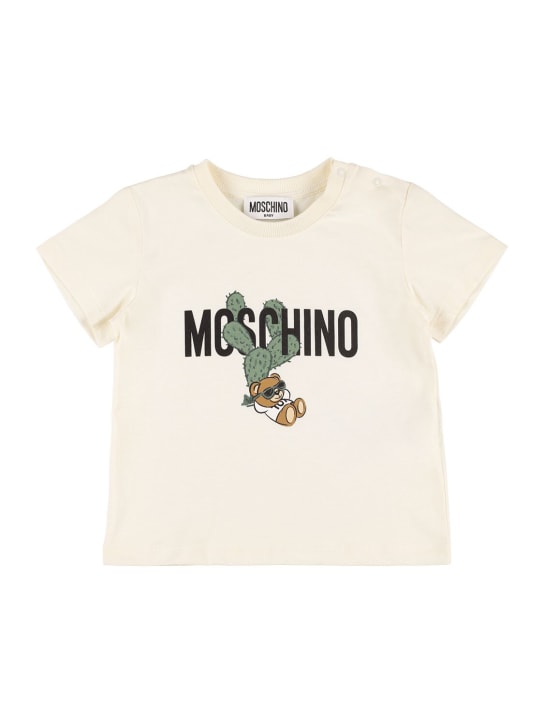 Moschino: コットンジャージーTシャツ - オフホワイト - kids-girls_0 | Luisa Via Roma