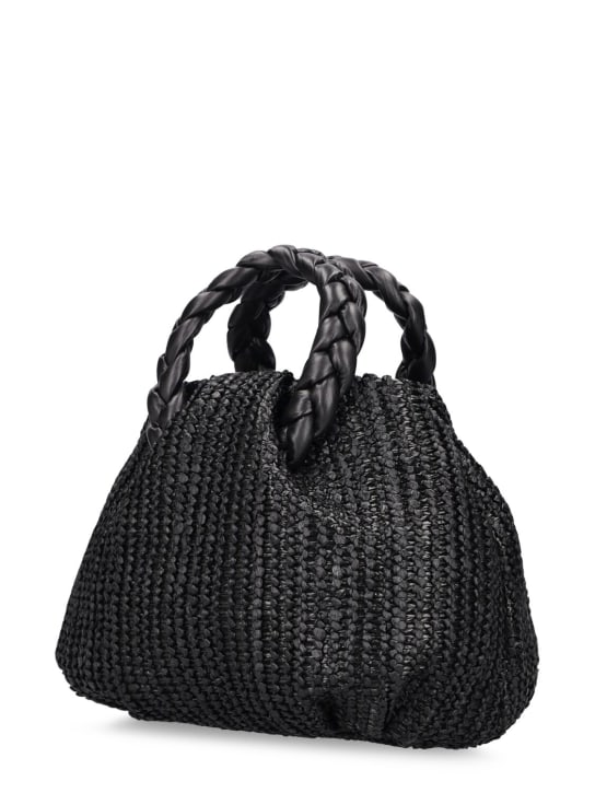 Hereu: Medium Bombon raffia top handle bag - Black - women_3 | Luisa Via Roma